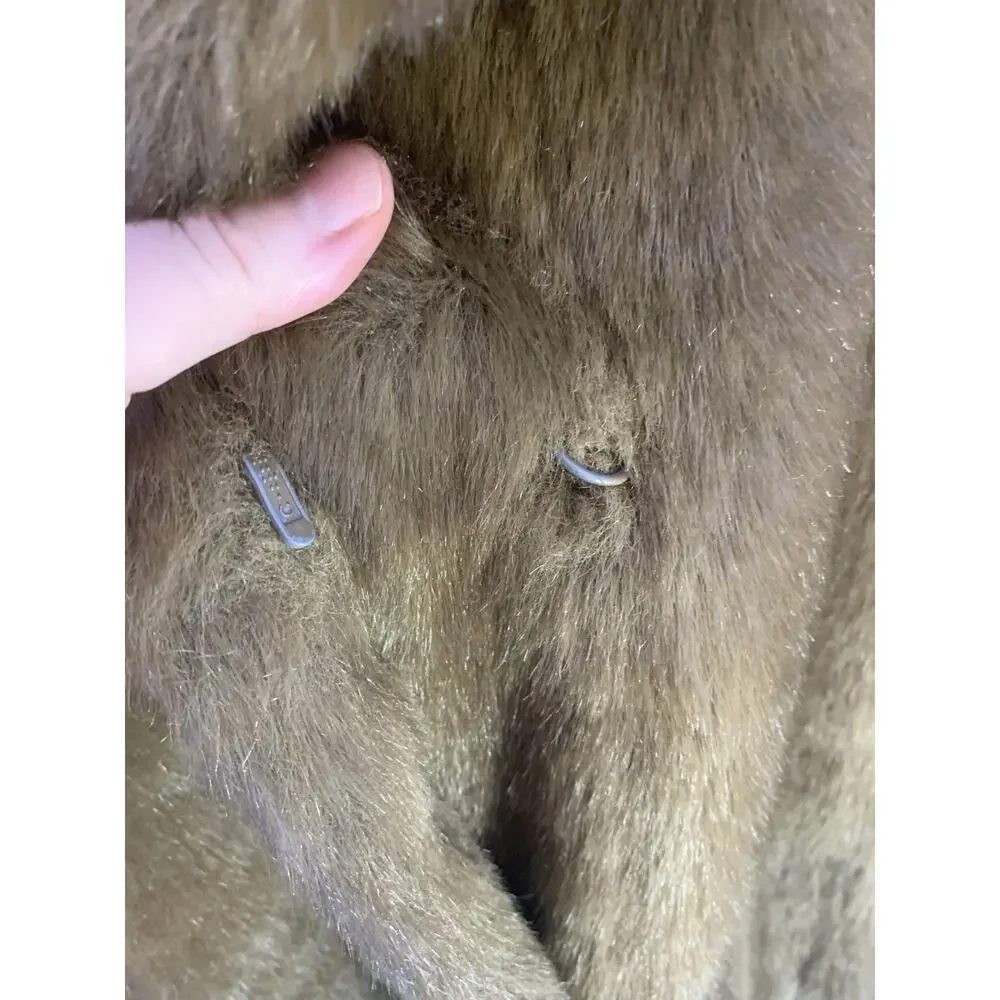 Vintage Worthington Brown Faux Fur Coat Size L Hits Just below Knee Fully Lined